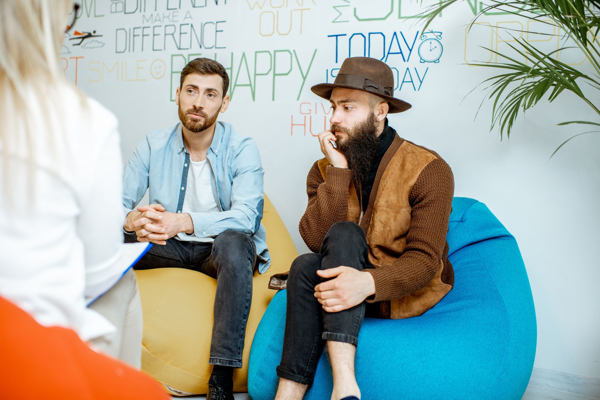 Homosexual couple during the psychological counseling